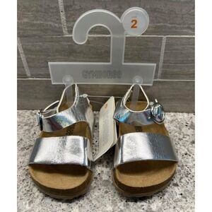 NWT Gymboree‎ Infant Baby Metallic Silver Shoes/Summer Sandals-Size 2